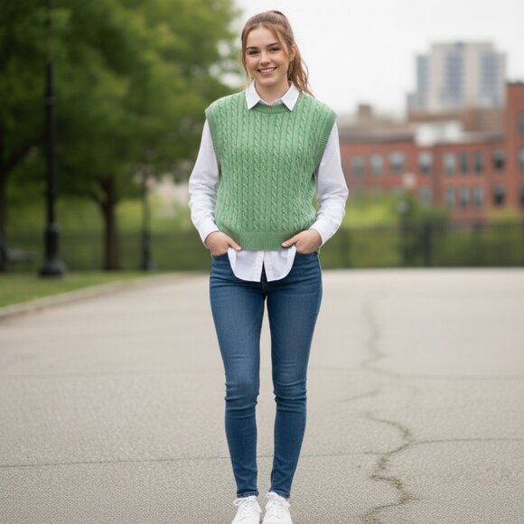 Fairway And Green V-Neck Sweater with Classic Knit - Picture 2 of 8